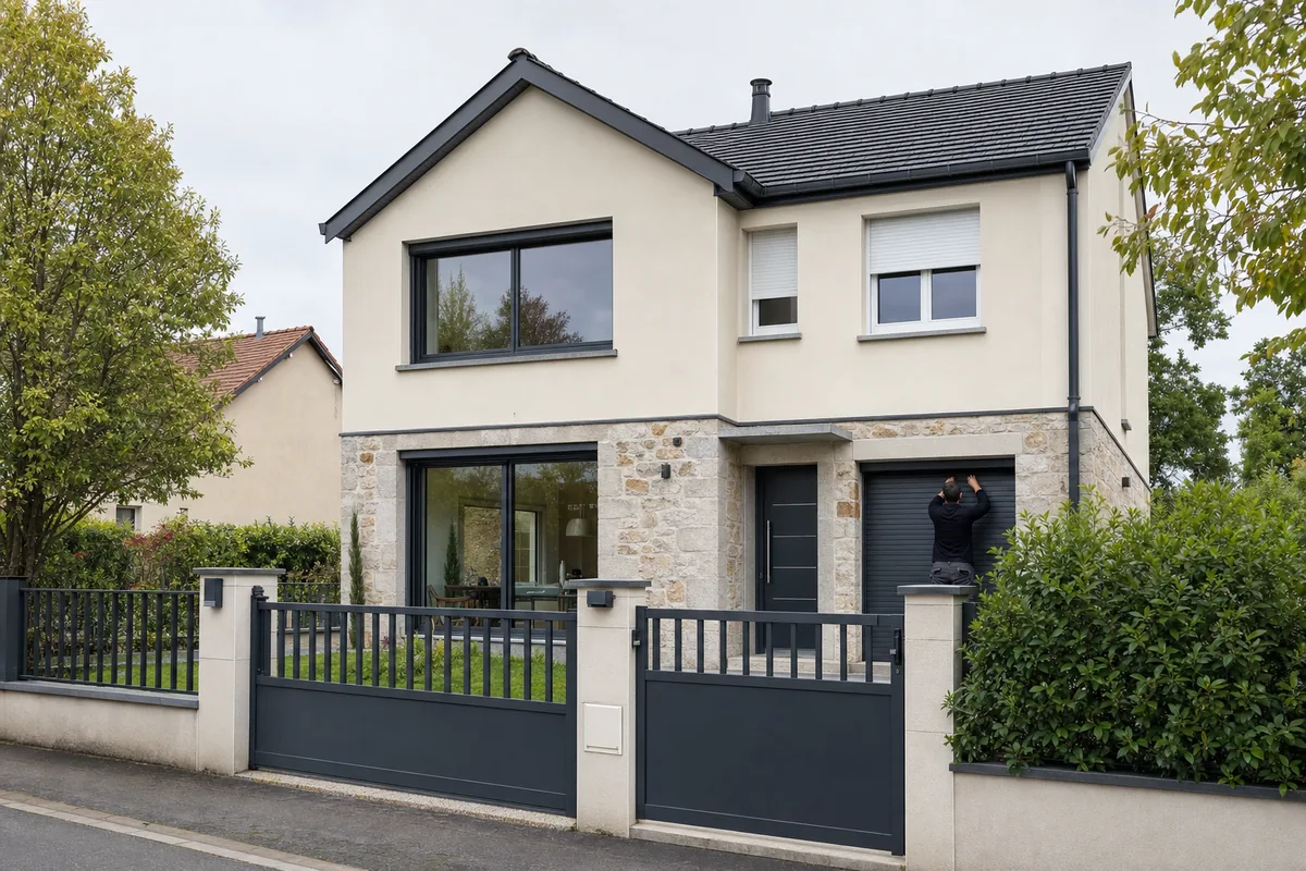 Menuiseries PVC neuves alignées devant la façade d’un pavillon limousin avant une pose groupée